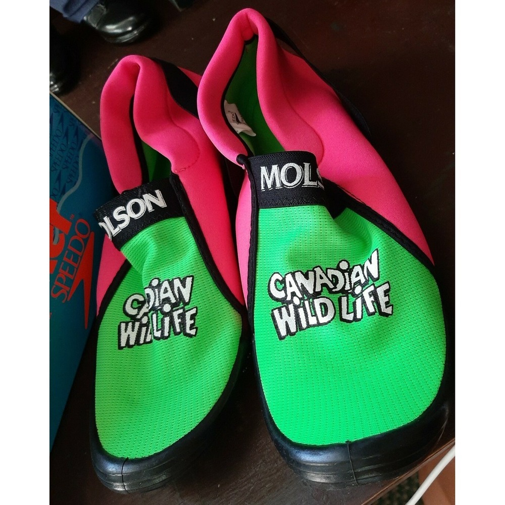 New in Box Men's Surfwalker Water Shoes 1990's Green‎ & Pink Size 10 Molson Beer